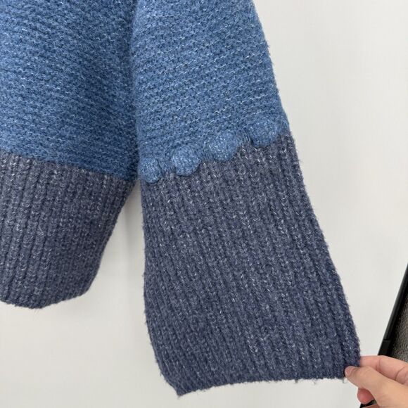 Illa Illa Blue Two Tone Chunky Knit Cropped Cardigan Sweater Size S/M - Picture 6 of 8